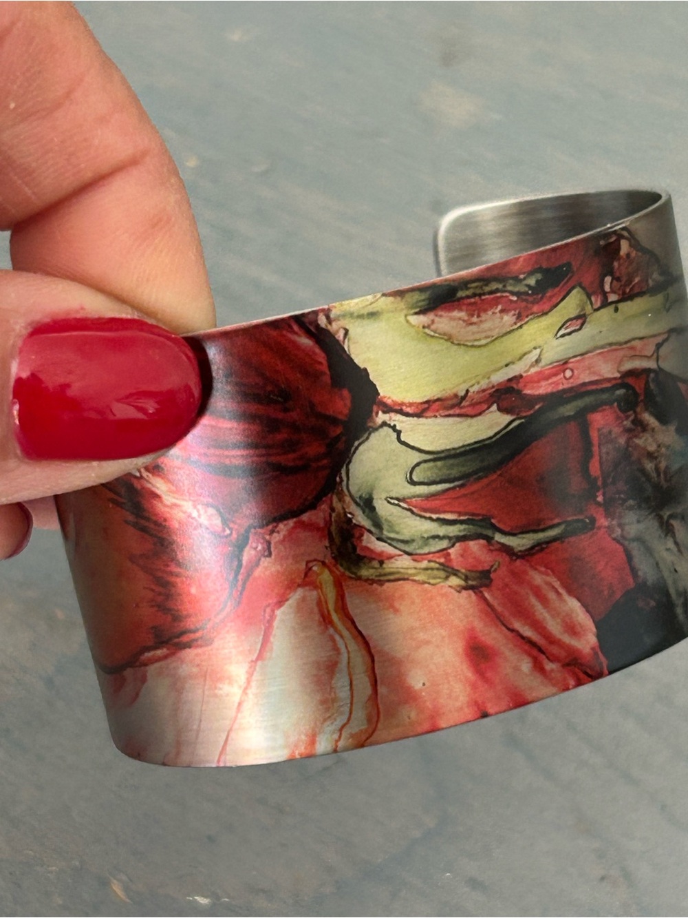 Stunning Tattooed Steel cuff bracelet